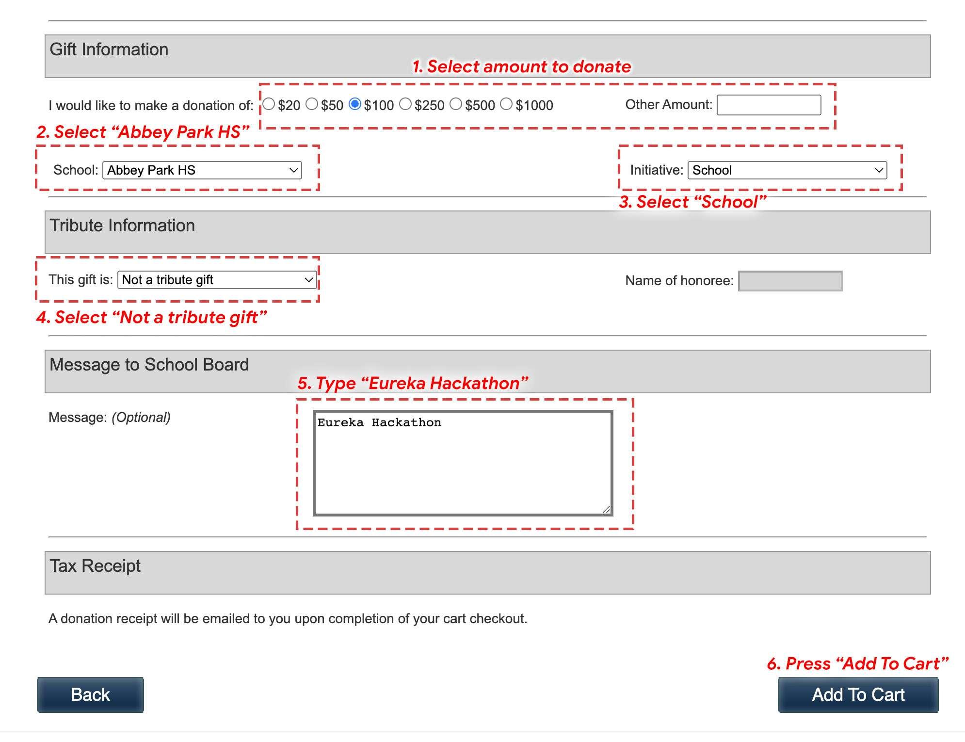 Donation Instructions